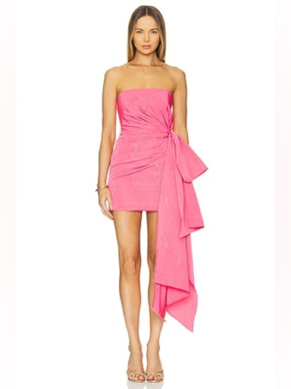 NWT Bardot Alanis Strapless Draped Taffeta Mini Dress Candy Pink, Size Small/4